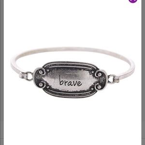 Allison Reed- 'Brave' Plaque Hinge Bangle Vintage Style w/ Hook closure - NWT